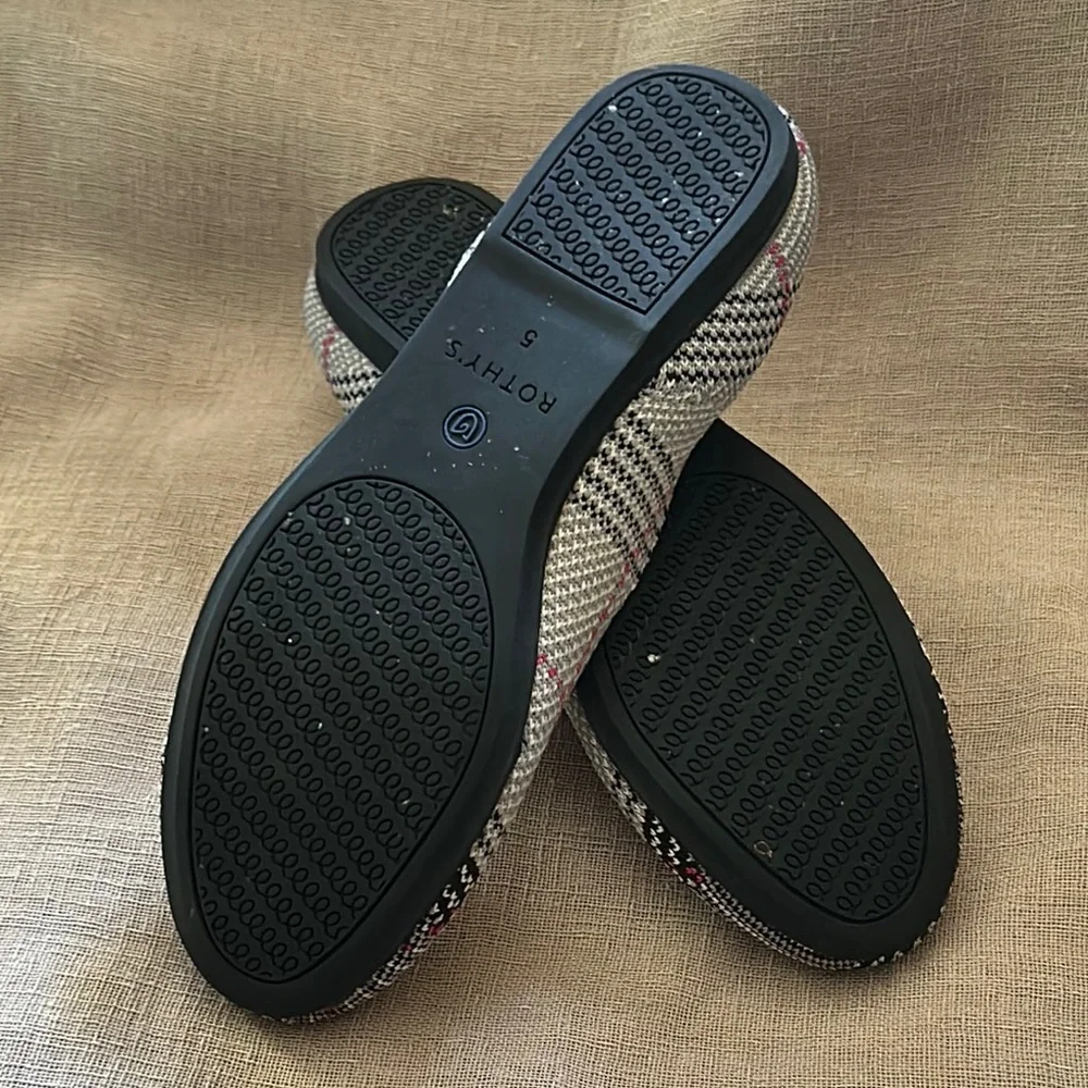 Rothy’s The Flat Grey Glen Plaid Round Toe Flats Sz 5